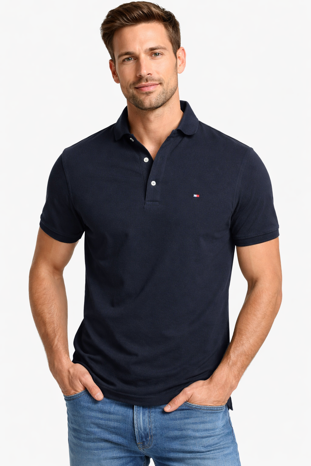 Vintage Tommy Hilfiger Slim Fit Polo Shirt – Black Classic Logo Men’s Polo