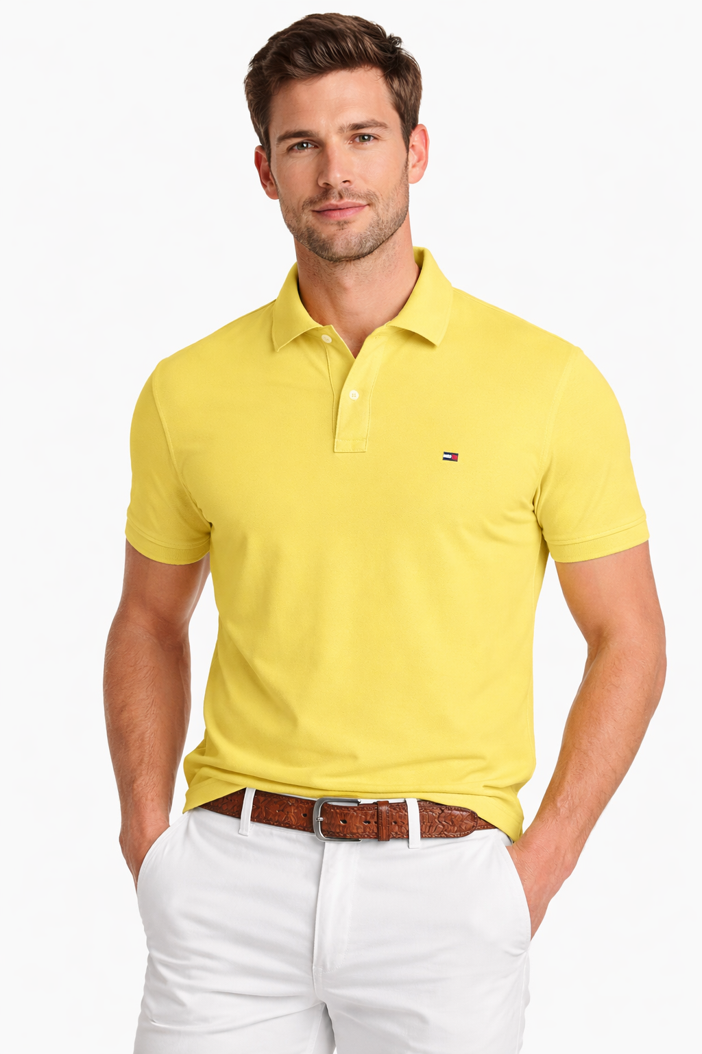 Vintage Tommy Hilfiger Yellow Polo Shirt – Men’s Custom Fit