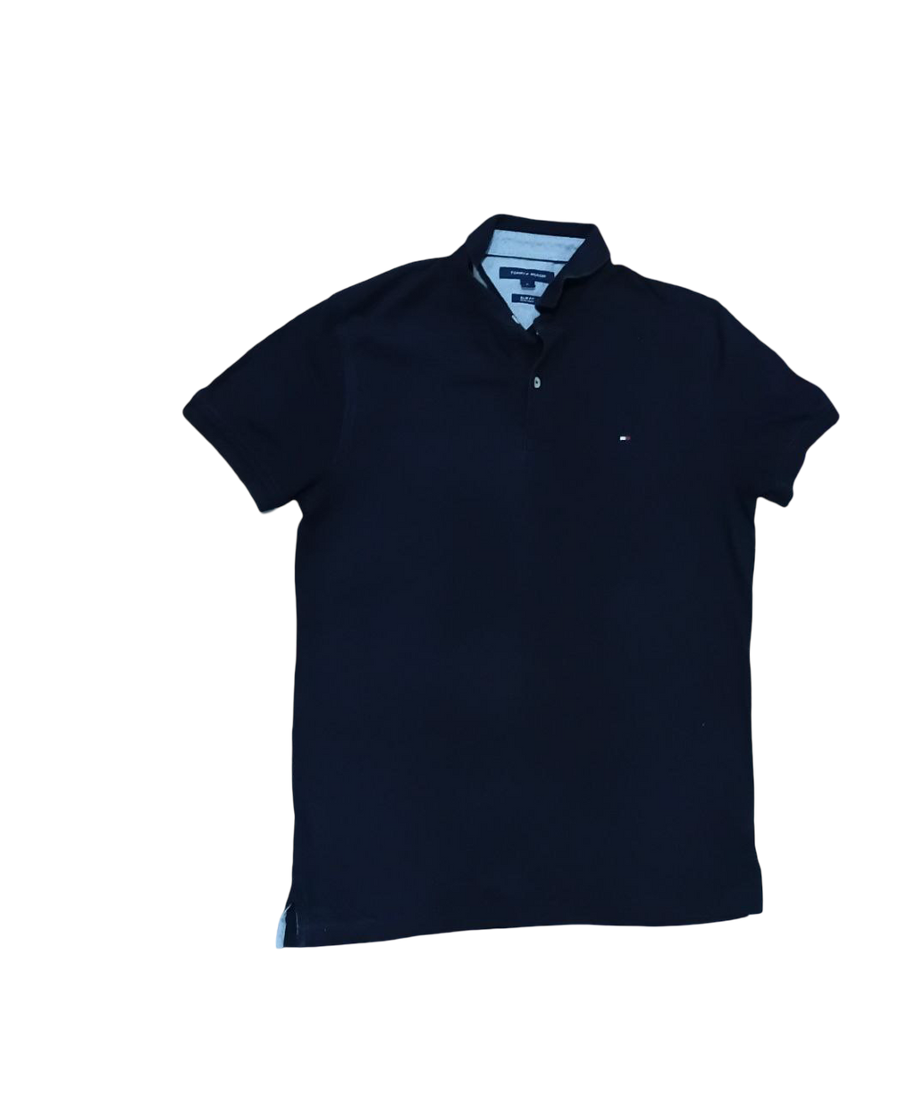 Vintage Tommy Hilfiger Slim Fit Polo Shirt – Black Classic Logo Men’s Polo