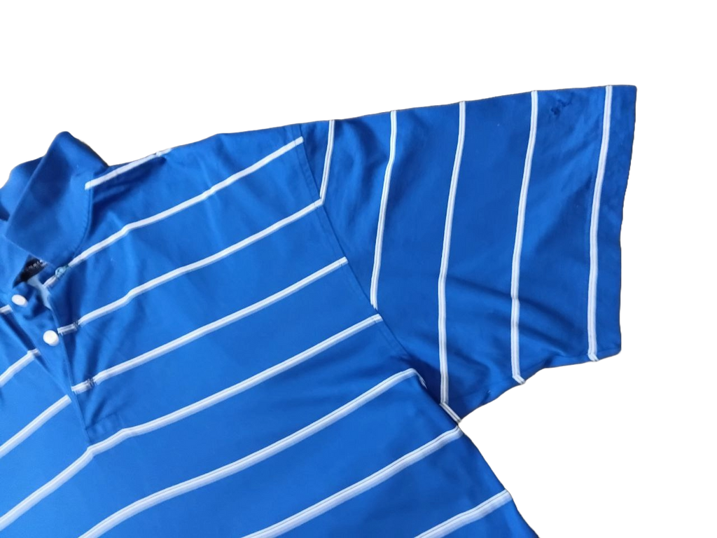 Vintage Tommy Hilfiger Golf Polo Shirt Blue White Stripe – XL Pima Cotton