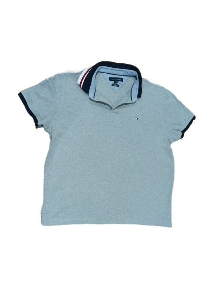 Tommy Hilfiger Grey Custom Fit Polo Shirt – Men’s Short Sleeve Cotton Polo